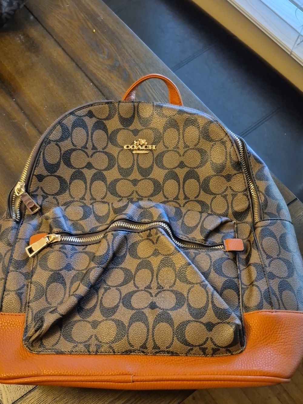 Coach Monogram Canvas Backpack in Brown and Tan